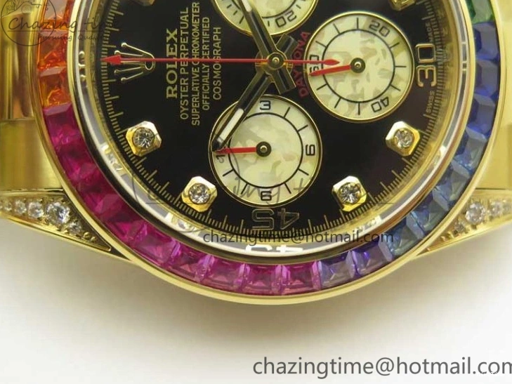 MiroTime 0307 Daytona 116589RBOW YG Rainbow Crystal BLF Best Edition Black Dial on YG Bracelet A ZeroBulk 3352